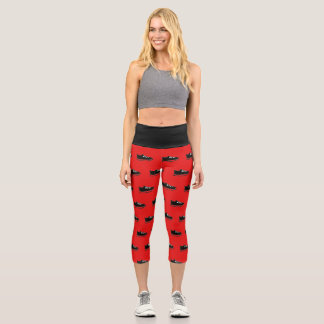Yoga Capri Black & Red w/Shoe Doodle Leggings