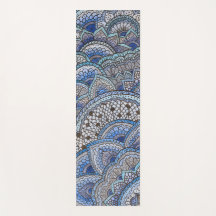Yoga carpet with blue mandala pattern