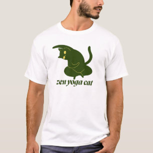 Yoga Cat Calm Zen Retro Illustration T-Shirt