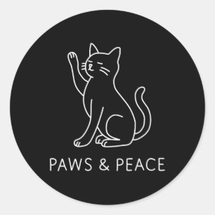 Yoga Cat Line Art - Paws And Peace Motif Classic Round Sticker