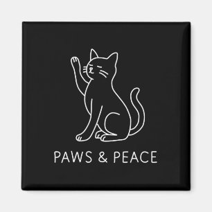 Yoga Cat Line Art - Paws And Peace Motif Magnet