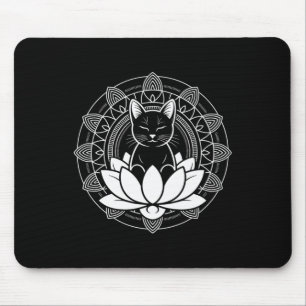 Yoga Cat Lotus Flower Mindfulness Meditation Tee _ Mouse Pad