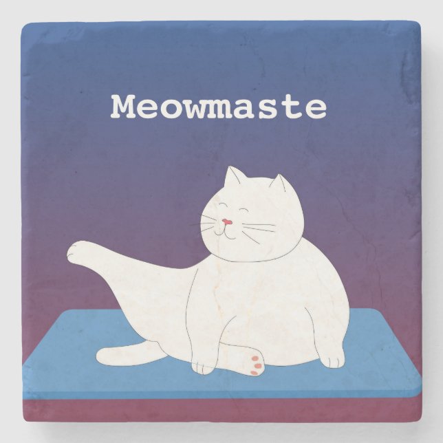 Yoga Cat Marble Coaster (Front)