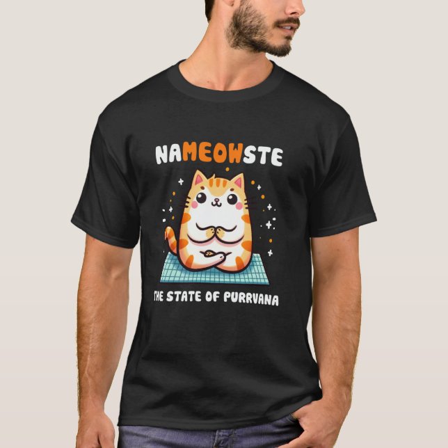 Yoga cat, meditation cat T-Shirt (Front)