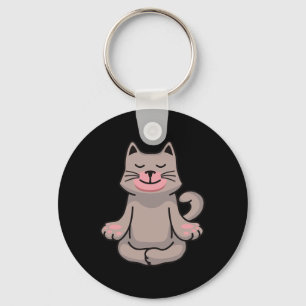 Yoga Cat Meditation Namaste Gift  Key Ring