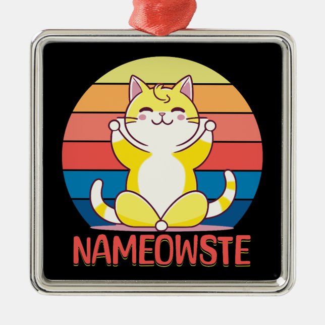 Yoga cat metal ornament (Front)