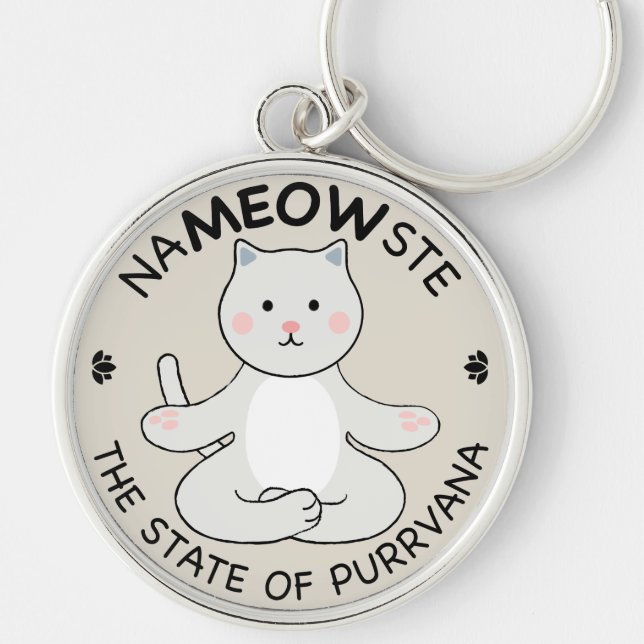 Yoga Cat - Namaste Key Ring (Front)