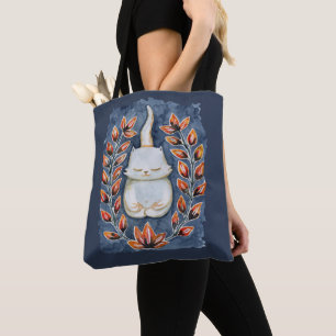 Yoga Cat on Blue Tote Bag