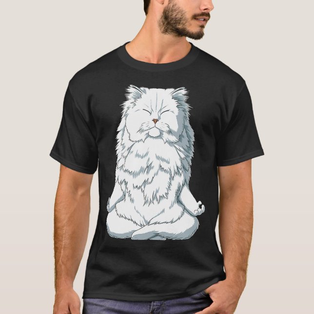 Yoga Cat Persian Cat T-Shirt (Front)