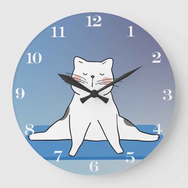 Yoga Cat Round Wall Clock (Front)