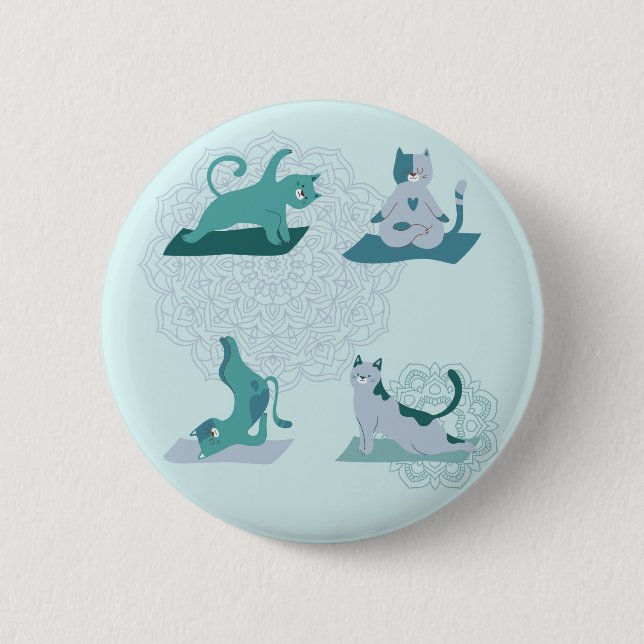 Yoga Cats 6 Cm Round Badge (Front)