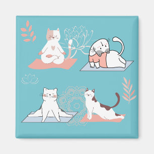 Yoga Cats Lotus Magnet