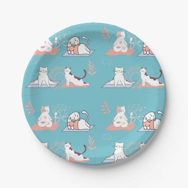 Yoga Cats Lotus Paper Plate (Front)