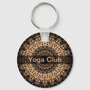 Yoga Centre, yoga, sports, mandala, Golden mandala Key Ring