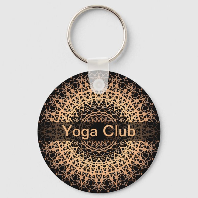 Yoga Centre, yoga, sports, mandala, Golden mandala Key Ring (Front)