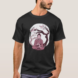 Yoga cherry blossom tree meditate Japanese writing T-Shirt