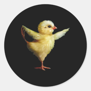 Yoga Chick Art Design Women Girls Funny Cute Chick Classic Round Sticker