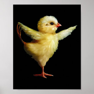 Yoga Chick Art Design Women Girls Funny Cute Chick Poster