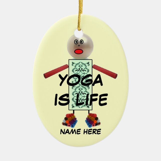Yoga Christmas Cartoon Ceramic Tree Decoration (Front)