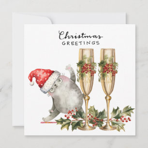 Yoga Christmas Santa Cat Posing Party invitation