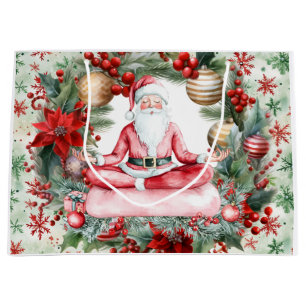 Yoga Christmas Santa Claus instructor Large Gift Bag