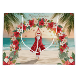 Yoga Christmas Santa Claus instructor Large Gift Bag