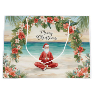 Yoga Christmas Santa Claus instructor Large Gift Bag