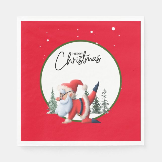 Yoga Christmas Santa Claus instructor  Napkin (Front)