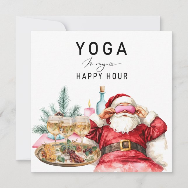 Yoga Christmas Santa Claus Posing breathe Holiday Card (Front)