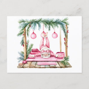 Yoga Christmas Santa Claus Posing  Holiday Postcard