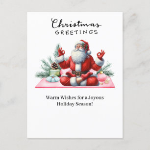 Yoga Christmas Santa Claus Posing  Holiday Postcard