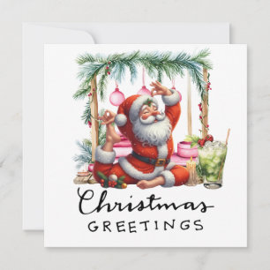 Yoga Christmas Santa Claus Posing Party invitation