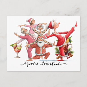 Yoga Christmas Santa Claus Posing Party invitation