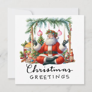 Yoga Christmas Santa Claus Posing Party invitation
