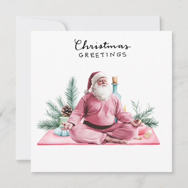 Yoga Christmas Santa Claus Posing Party invitation (Front)