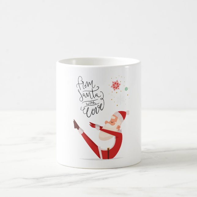 Yoga Christmas Santa Claus posing Yoga  Coffee Mug (Center)
