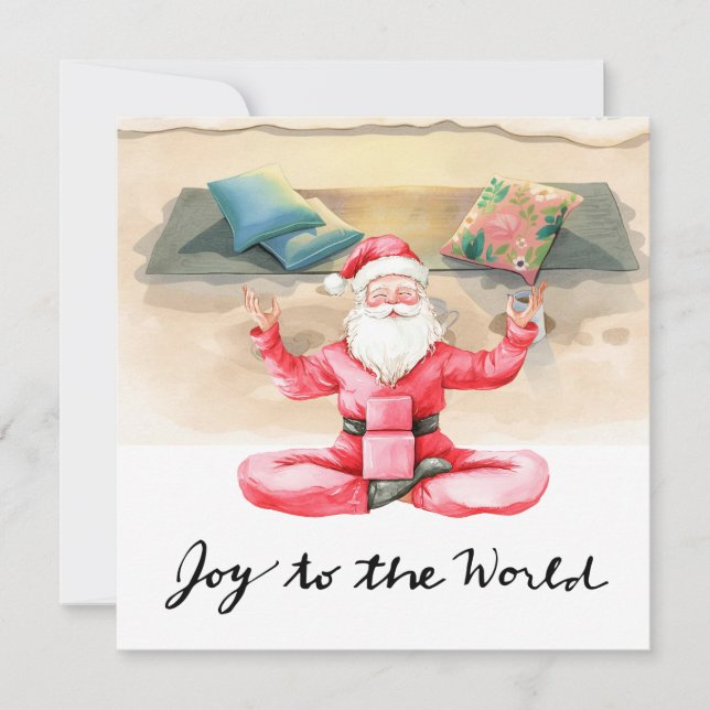 Yoga Christmas Santa Claus Posing yoga  Holiday Card (Front)