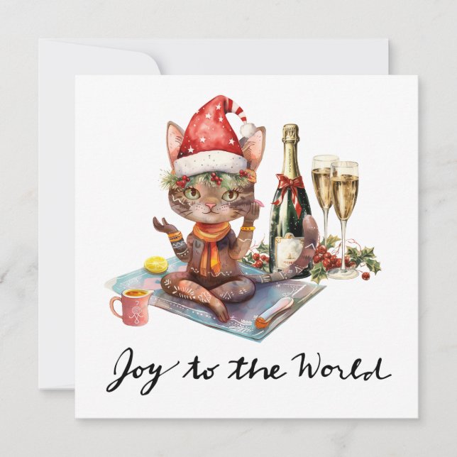 Yoga Christmas Santa Claus Posing yoga  Holiday Card (Front)