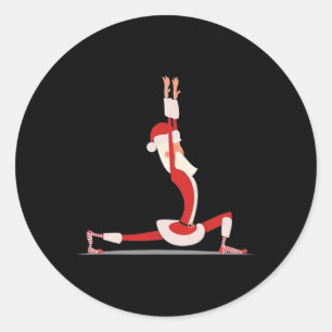 Yoga Christmas Santa Pose Funny Christmas Xmas Lov Classic Round Sticker