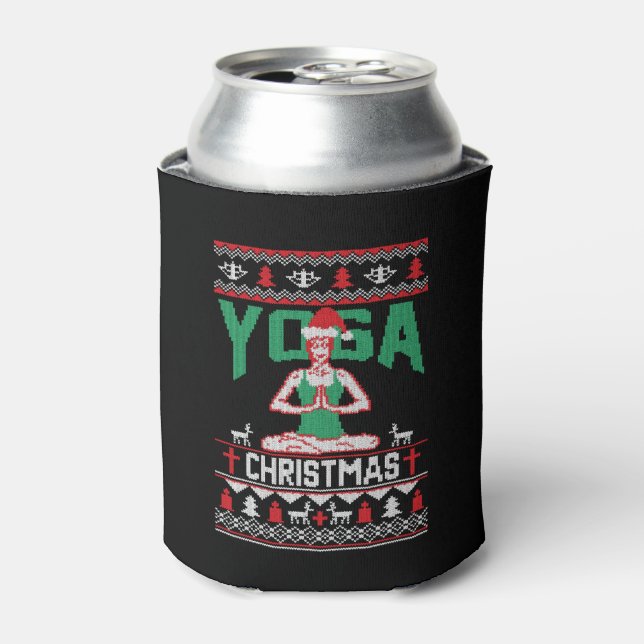 Yoga Christmas Shirt Can Cooler (Can Front)