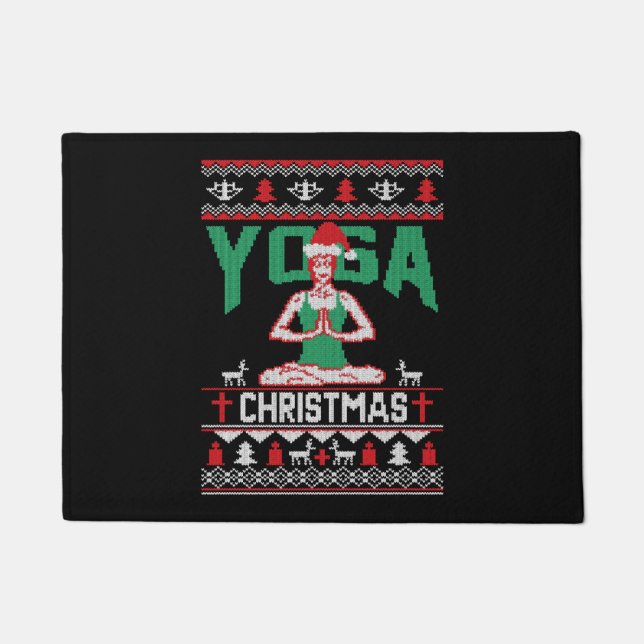 Yoga Christmas Shirt Doormat (Front)