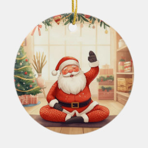  Yoga Christmas with Santa Claus Ceramic Ornament