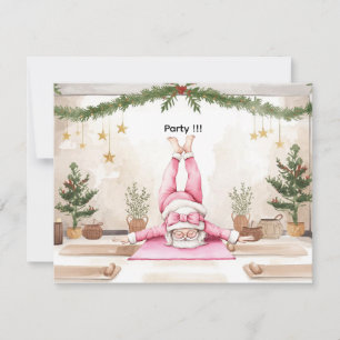 Yoga Christmas with Santa Claus in yoga class Larg Invitation