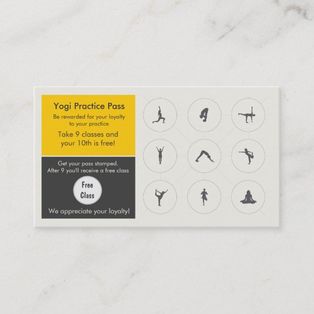 Yoga Class Business Card loyalty card (Front)