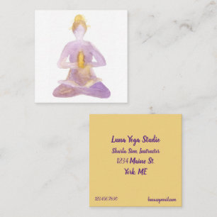 Yoga Class Pilates Instructor Lotus Pose  Square Business Card