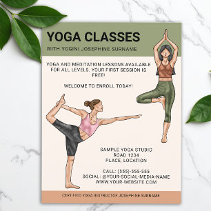Yoga Classes Instructor Meditation Trainer Women Flyer