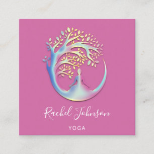 Yoga Classes School Logo Instructor QR Code Heal Square Business Card