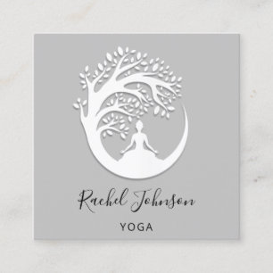 Yoga Classes School Logo Instructor QR HealTherapy Square Business Card