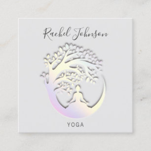 Yoga Classes School Private Instructor Logo QRCode Square Business Card