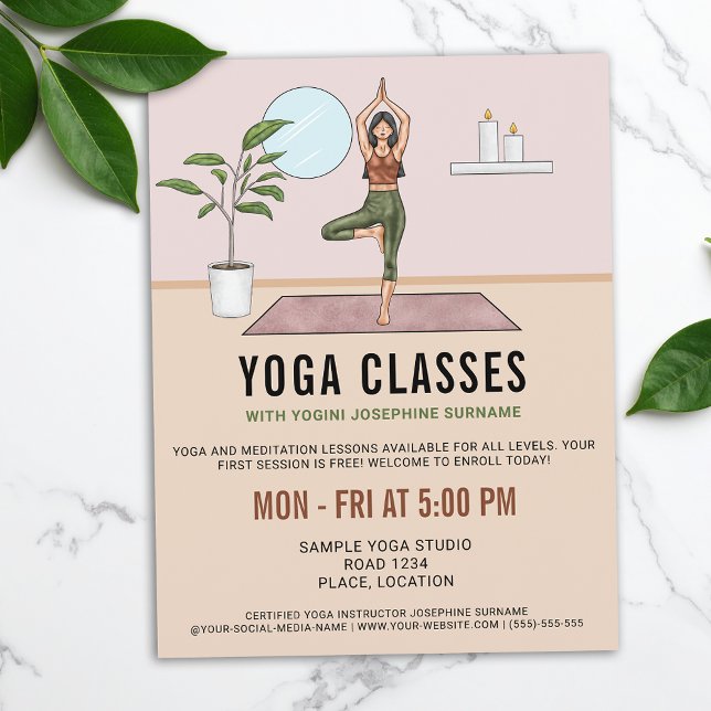 Yoga Classes Tree Pose Yogini Instructor Lessons Flyer (Creator Uploaded)